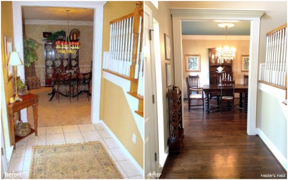 Dining and Entry Before and After Collage