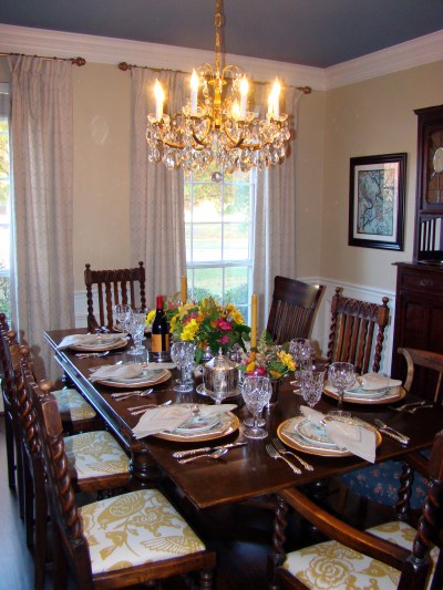 Dining Room view with ceiling Thanksgiving 2011