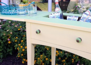 Vintage Sewing Table Turned Beverage Cart 6