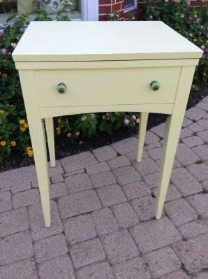 Vintage Sewing Table Turned Beverage Cart 7