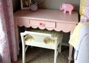 Bench with Pink Desk