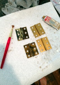 Vintage Bedside Table Hardware Rub Buff