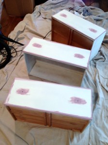 Drawers during painting process