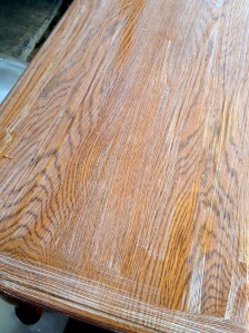 Oak Table Turned Farmhouse Table Stripping Process 1