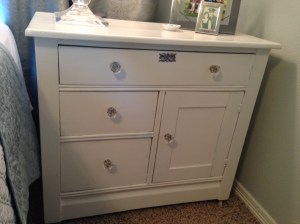 White Bedside Table Painted by Mom 2