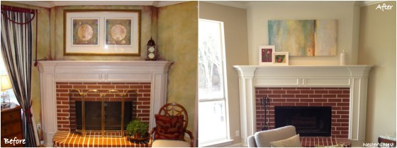 Fireplace before and after collage