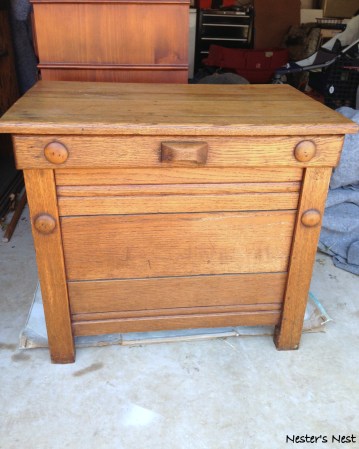 Antique Oak Nightstand Before in Garage - NN
